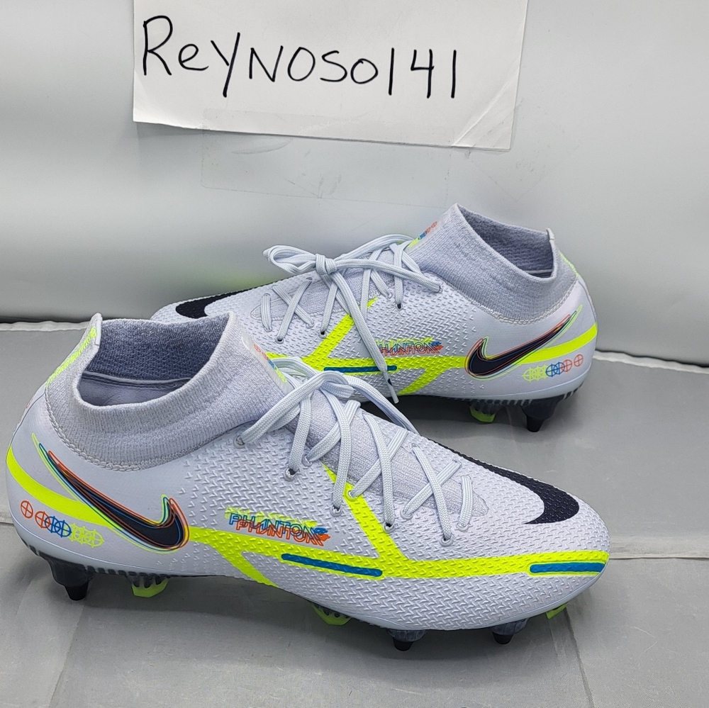 NIKE PHANTOM GT2 ELITE SG PRO SOCCER GREY-BLACKENED BLUE Men Sz 7.5 DJ8040-055